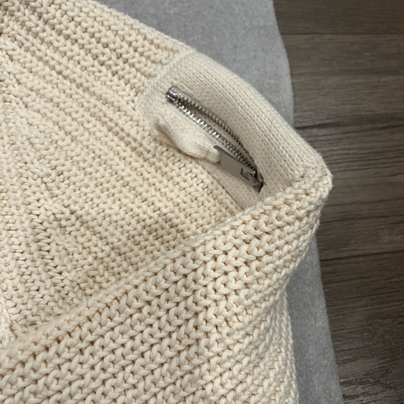 [XL]Banana Republic Varo Cream Chunky Knit Hooded Bomber Sweater Organic Cotton - Picture 4 of 9